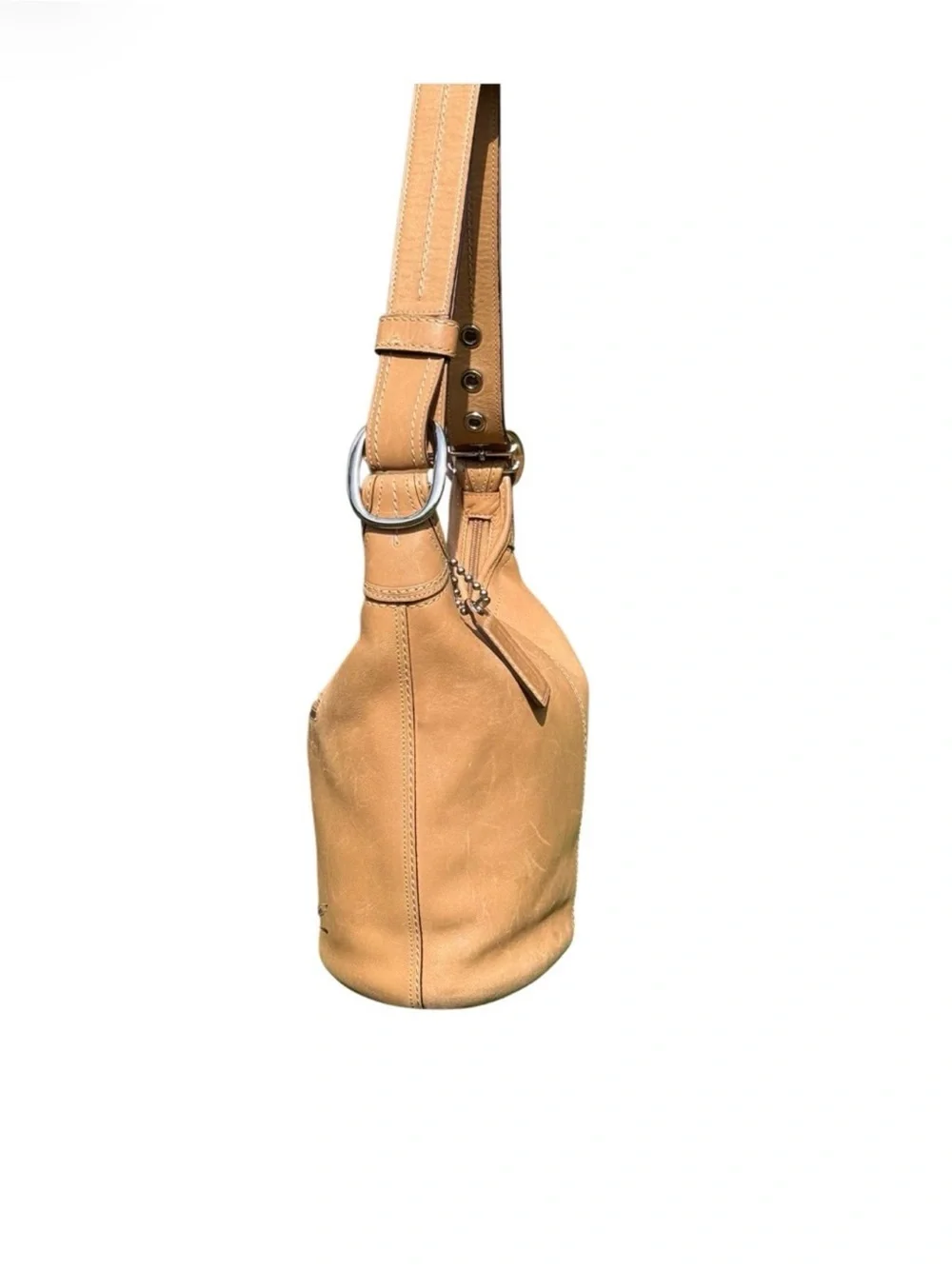 Coach Bleecker F13358 Tan Leather Bucket Hobo Shoulder Bag